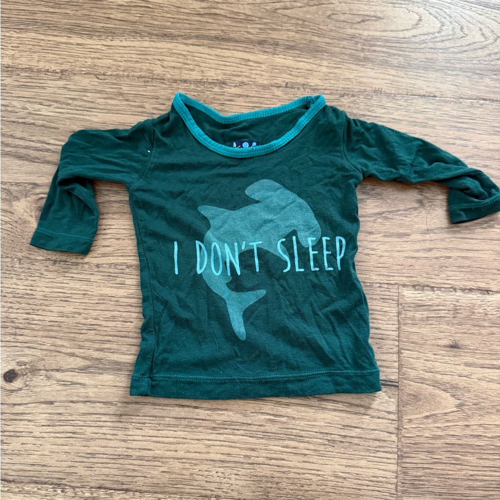 Kickee Pants Dark Green 'I Don't Sleep' Shark Long-Sleeve Tee